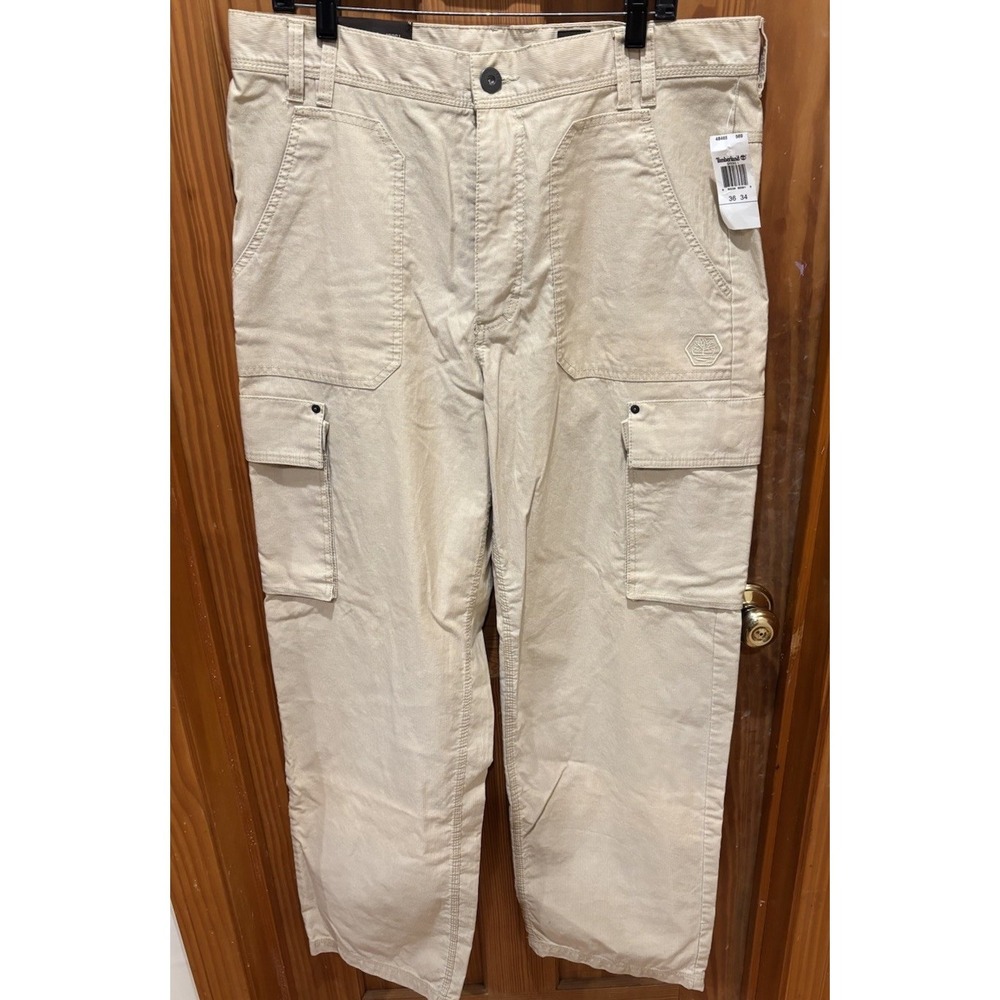 NWT Timberland Men's Weathergear Corduroy Cargo Pants Tan 36x34